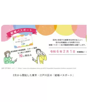 新婚カップルに「2万円相当の優遇利用券」! 東京・江戸川区の「結婚パスポート」