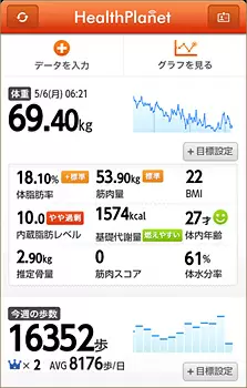 ヘルスプラネットの画面イメージ