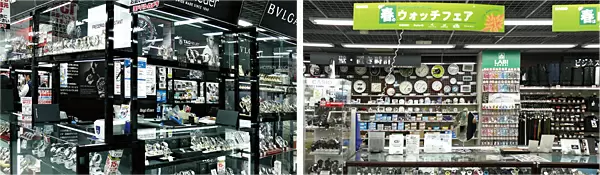 駅前の店舗では腕時計に興味を示すお客様が多い（左から、ヨドバシカメラマルチメディア仙台、ヤマダ電機LABI仙台）