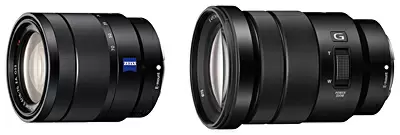 「Vario-Tessar T* E 16-70mm F4 ZA OSS」（左）と「E PZ 18-105mm F4 G OSS」