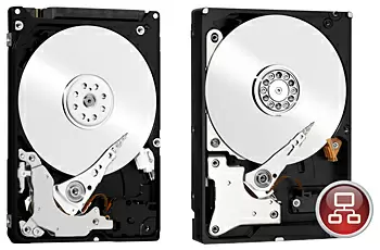 WD Red　2.5インチドライブ（左）と、3.5インチドライブ