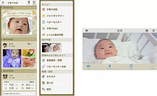 「子育てサポート」アプリの画面イメージ