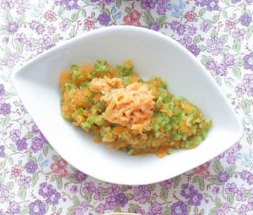 【離乳中期 7～8カ月ごろ】野菜のパサつきを納豆のネバネバがカバー「にんじんとさやいんげんの納豆のせ...