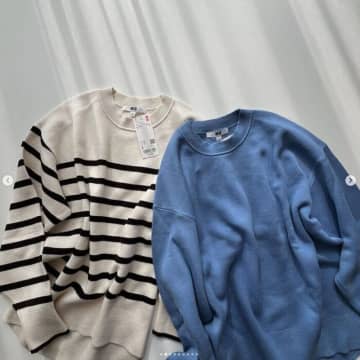 ユニクロのカラー＆柄ニットがとってもオシャレでおすすめです。人気のボーダーをはじめ、発色の良いカラー...