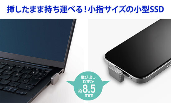 もう外す必要なし!? 挿したまま持ち運べる超小型SSD「SSPJ-UTC