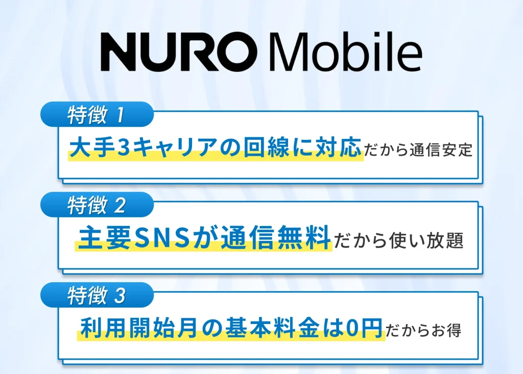 nuroモバイルはトリプルキャリア対応でコスパ重視の人におすすめの格安SIM