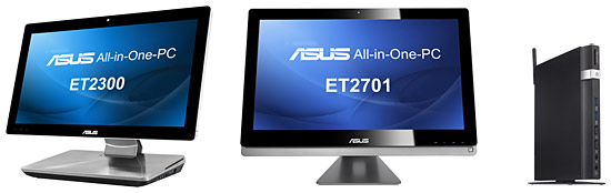 上段左から「All-in-One PC ET2300INTI」「All-in-One PC ET2701INTI」、下段は「EeeBox PC EB1035」