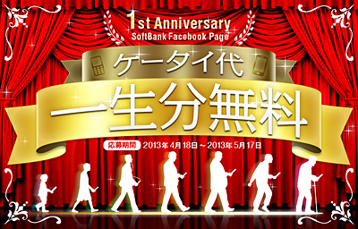 抽選で1名にソフトバンク携帯電話の利用料金一生分に相当する518万8000円分の商品券をプレゼント