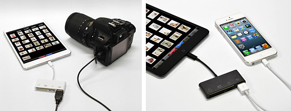 USB端子にデジタルカメラやiPhoneを接続して写真や動画を取り込む