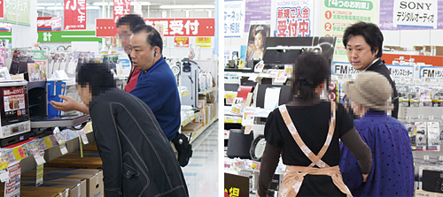 郊外店はていねいな接客がポイント(左から、ケーズデンキ仙台西店、コジマNEW泉中央店)