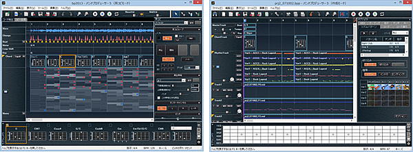「耳コピモード」画面(左)と、「作成モード」画面