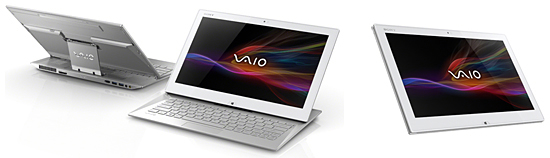 ワンアクションでディスプレイ部分をスライドさせてタブレット形状(右)にできる