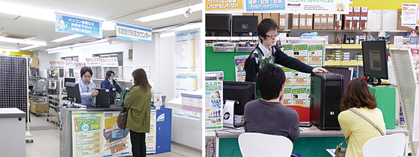 ドスパラ札幌店(左)とパソコン工房イオンタウン平岡店