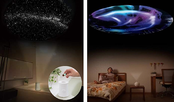 「HOMESTAR aroma+」(左)と「HOMESTAR AURORA ALASKA NIGHT SKY」の使用イメージ