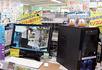 組立てセットなどの自作パソコンをアピールするDEPOツクモ札幌駅前店