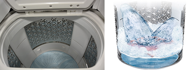 水の放出口を高さを変えて設置