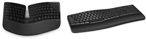 「Sculpt Ergonomic Keyboard」(左)と「Sculpt Comfort Keyboard」