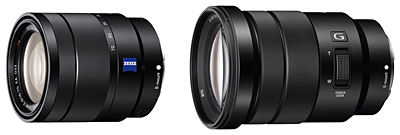 「Vario-Tessar T* E 16-70mm F4 ZA OSS」(左)と「E PZ 18-105mm F4 G OSS」