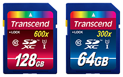 「TS128GSDHC10U1」(左)と「TS64GSDU1」