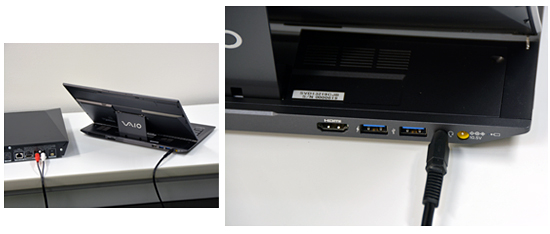 PCとは付属のステレオミニケーブルで接続する