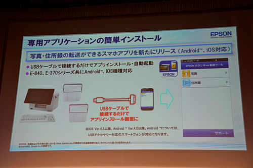 USBケーブルでスマートフォンと接続