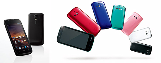 左から、STREAM<201HW>、AQUOS PHONE es<WX04SH>