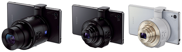 DSC-QX100、DSC-QX10(スマートフォン装着時のイメージ)