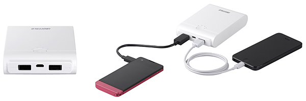 USB出力ポートと2台同時充電時の接続イメージ