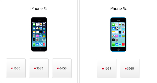 ドコモオンラインショップの「iPhone 5s/5c」販売ページ