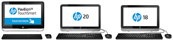 左から、「HP Pavilion22 TouchSmart」「HP 20」「HP 18」