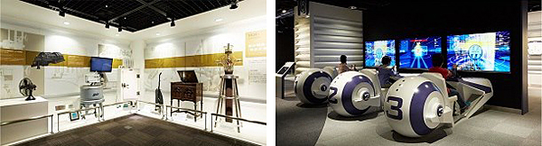 東芝未来科学館の「ヒストリーゾーン」と「フューチャーゾーン」