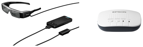 「MOVERIO BT-200」とHDMI接続用アダプタ「ワイヤレスミラーリングアダプター」