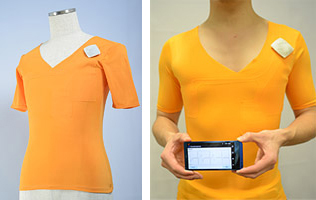 「hitoe」を使用した生体情報計測用ウェアと心拍数・心電波形計測(イメージ)