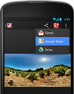 「ギャラリー」アプリからGoogleマップの投稿イメージ