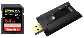 「サンディスク エクストリーム プロ SDXC UHS-IIカード」と「サンディスク エクストリーム プロSD UHS-II リーダー/ライター」