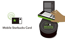 モバイル スターバックス カード」のロゴと利用イメージ