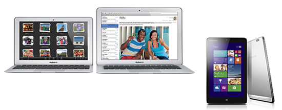 「MacBook Air」、レノボ「Miix 2 8」