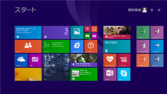 「Windows 8.1 Update」のスタート画面