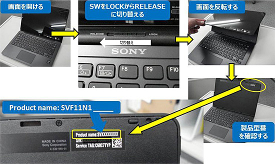 製品型名の確認方法