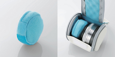 付属の間仕切りクッション(左)と使用イメージ