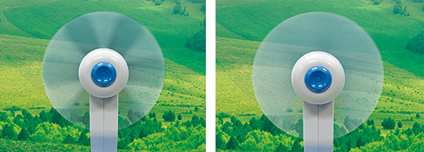 左が通常のディスプレイ、右はフリッカーフリーのディスプレイ