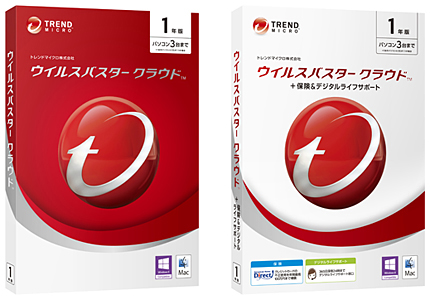 ウイルスバスター クラウド 1年版とウイルスバスター クラウド 保険＆デジタルライフサポート 1年版