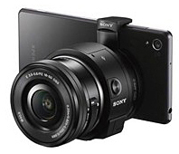 「ILCE-QX1L」のスマートフォン装着例