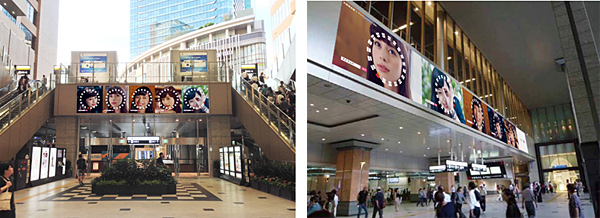 大阪駅北側仮設壁面と大阪駅北陸線見付壁面の広告掲出イメージ