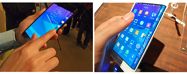 「GALAXY Note Edge」のディスプレイは、左側面に「エッジスクリーン」を配置