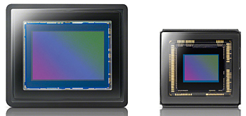 左が1.0型CMOSイメージセンサ、右が1/2.3型CMOSイメージセンサ