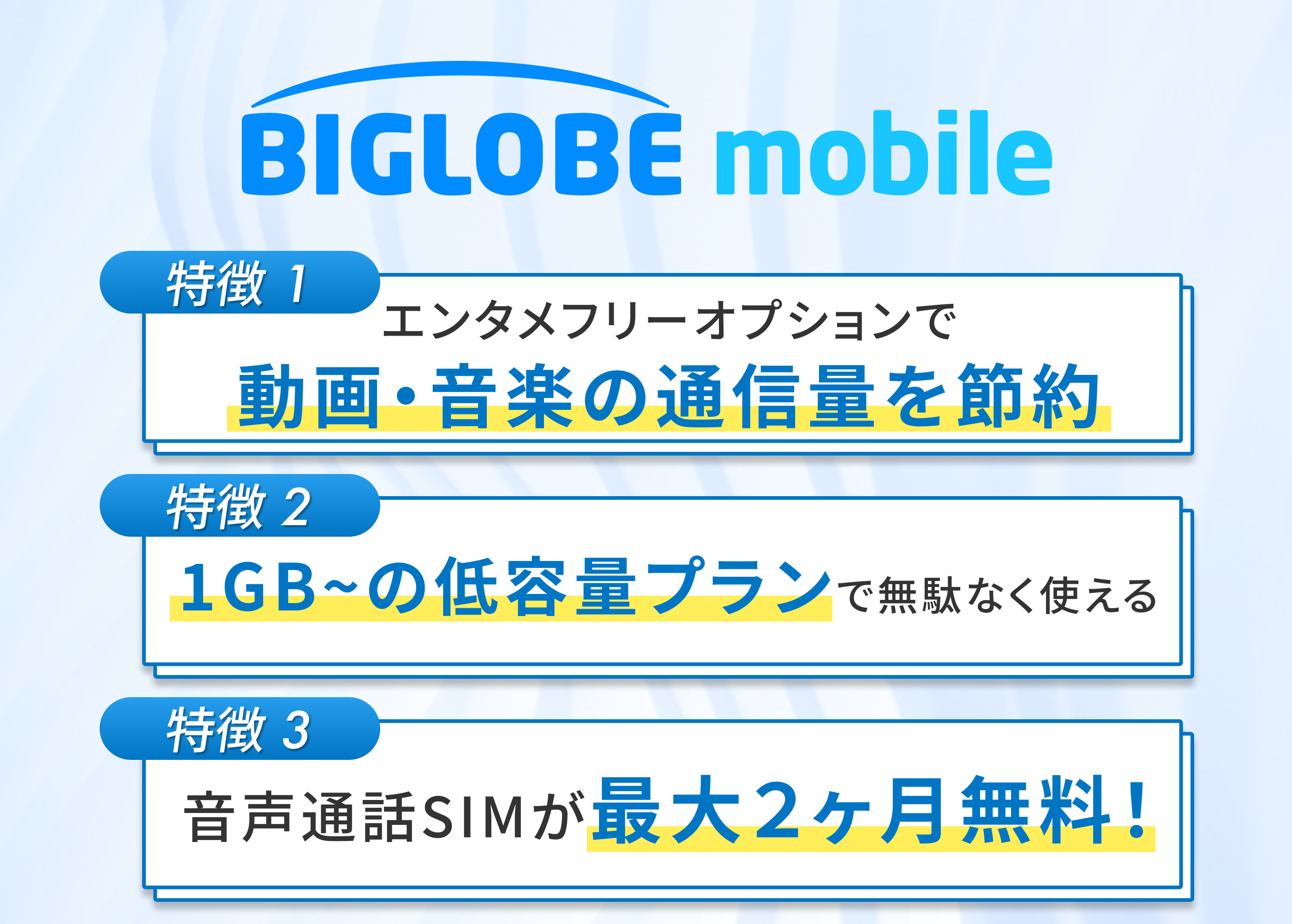 BIGLOBEモバイルの特徴