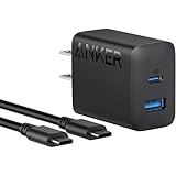 Charger (20W 2-Port) with USB-C & USB-C ケーブル ブラック