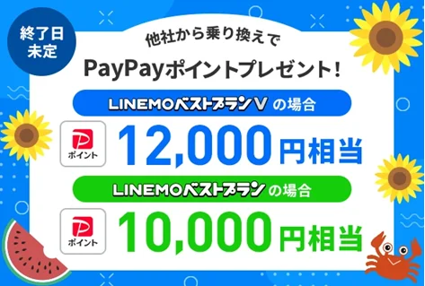 格安SIMの乗り換えキャンペーン　LINEMO