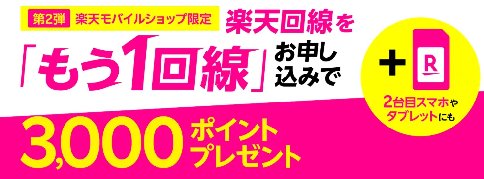 楽天モバイルのクーポンコード　もう1回線追加